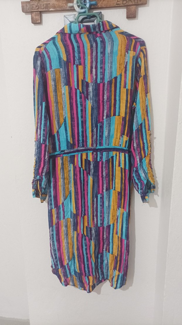 Renkli Bohem Uzun Kollu Gömlek - Görsel 2