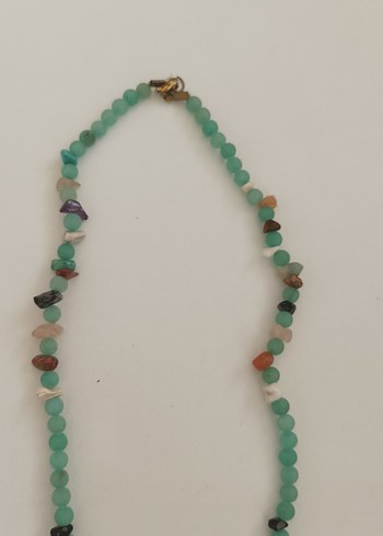 Uzun Turkuaz Boncuklu Bohem Kolye - Görsel 3