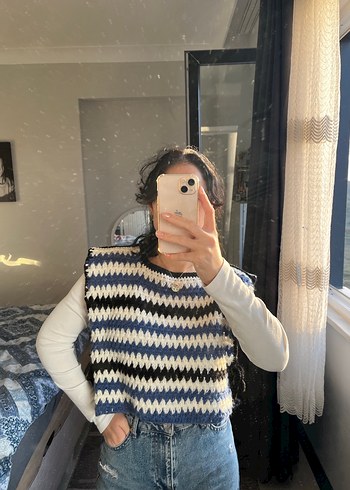 Bel Bağlama Desenli Örgü Kadın Kazak - Görsel 2