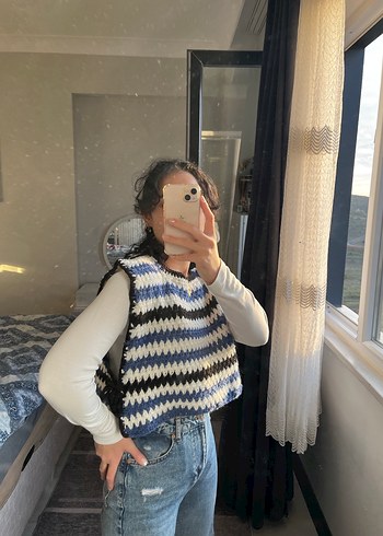 Bel Bağlama Desenli Örgü Kadın Kazak - Görsel 3