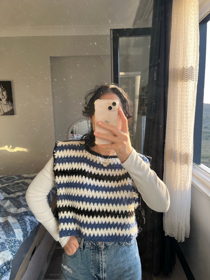 Bel Bağlama Desenli Örgü Kadın Kazak - Görsel 2