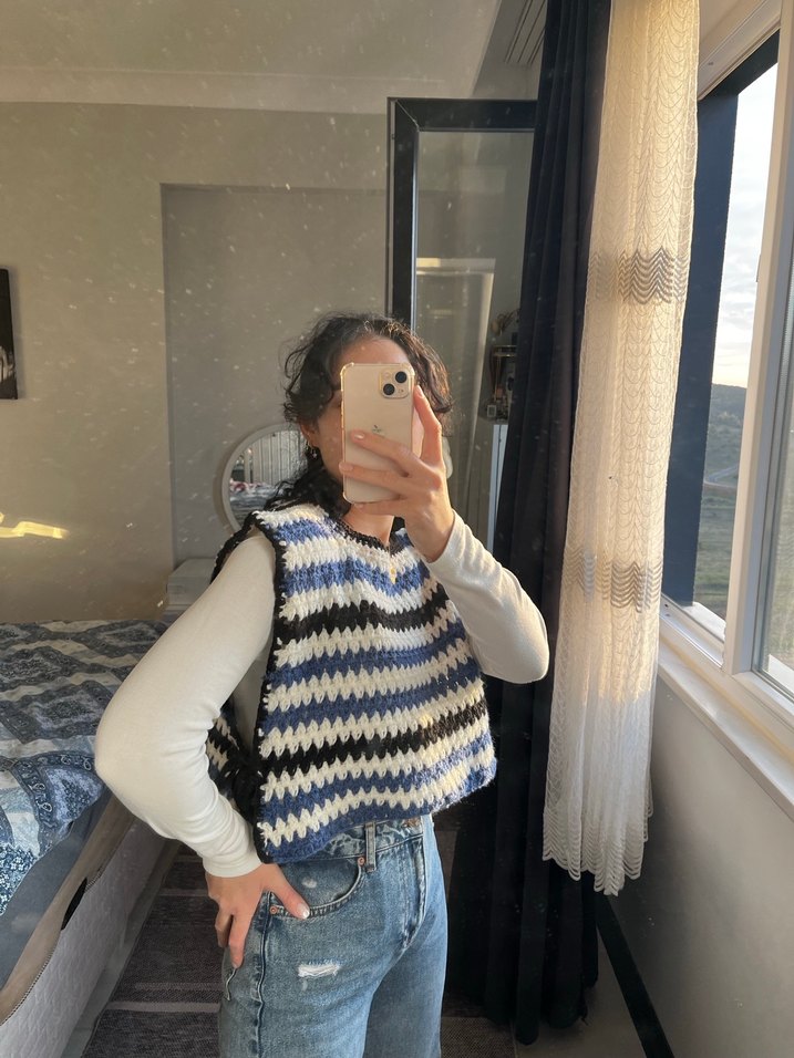 Bel Bağlama Desenli Örgü Kadın Kazak - Görsel 3