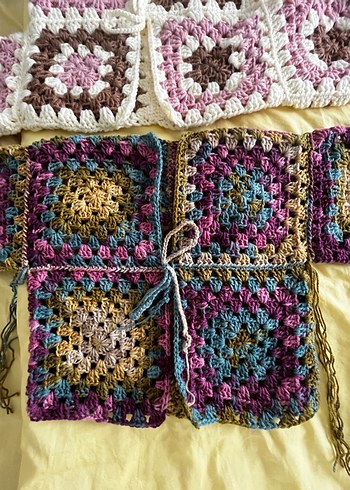 Mavi Gri Bağlama Desenli Örgü hırka - Görsel 2