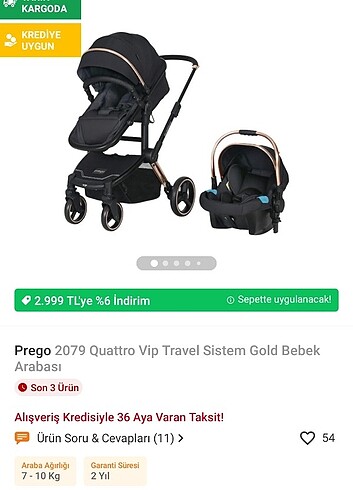 Prego Prego Quattra vip bebek arabasi