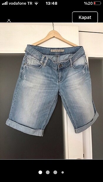 Taşlanmış Jean Bermuda Şort Sıfır