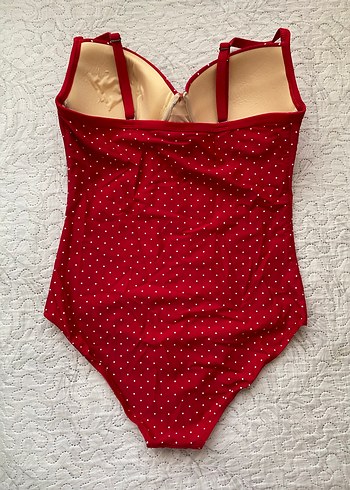 Kırmızı Puantiyeli Düğmeli Vintage Mayo - Görsel 2