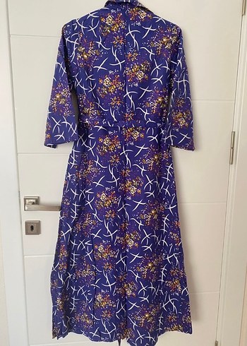 Uzun Mor Bağcıklı Bohem Kadın Elbise - Görsel 4