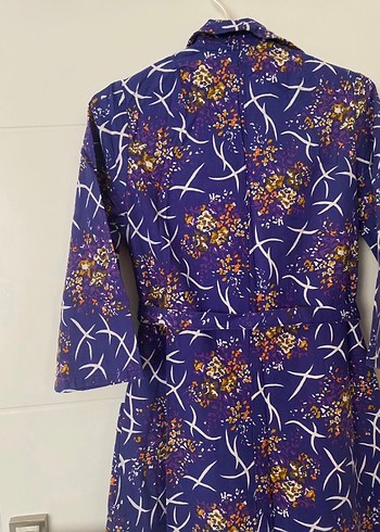 Uzun Mor Bağcıklı Bohem Kadın Elbise - Görsel 3