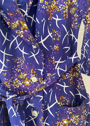 Uzun Mor Bağcıklı Bohem Kadın Elbise - Görsel 2