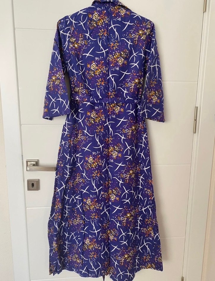 Uzun Mor Bağcıklı Bohem Kadın Elbise - Görsel 4