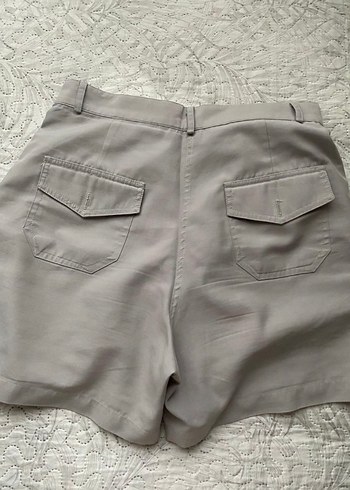 Gri Keten Rahat Kesim Kadın Şort - Görsel 3