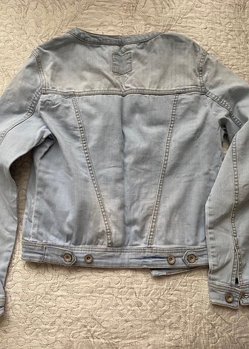 Düğmeli Gri Kadın Kot Ceket - Görsel 2