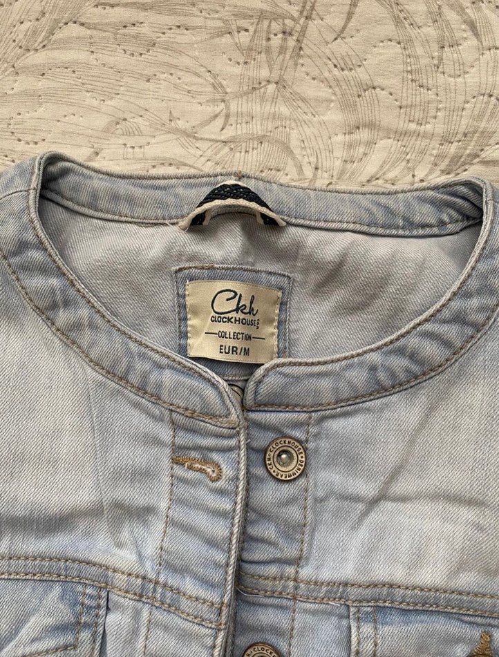 Düğmeli Gri Kadın Kot Ceket - Görsel 4