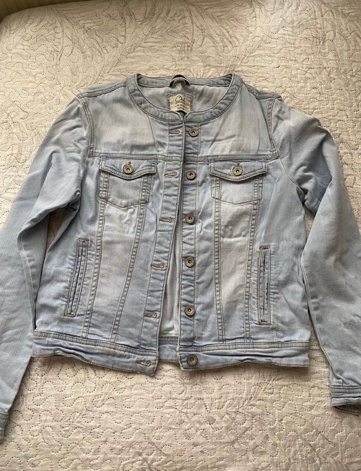 Düğmeli Gri Kadın Kot Ceket - Görsel 3