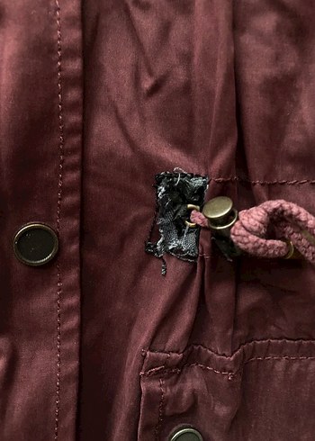 Bordo Kapüşonlu Düğmeli Kadın Ceket - Görsel 5