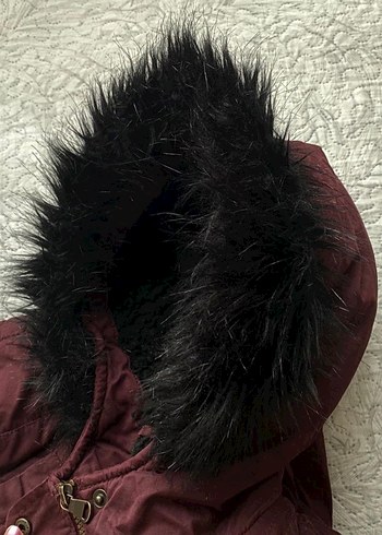 Bordo Kapüşonlu Düğmeli Kadın Ceket - Görsel 3