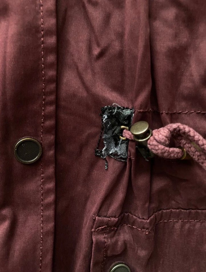 Bordo Kapüşonlu Düğmeli Kadın Ceket - Görsel 5