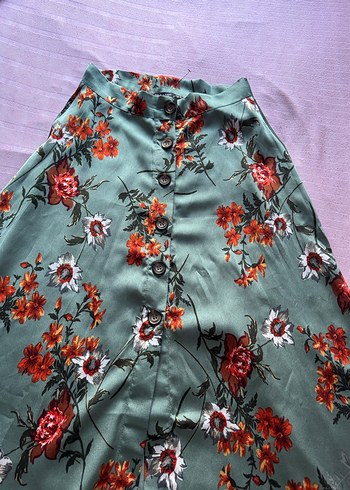 Çiçek Desenli Bohem Düğmeli Uzun Etek - Görsel 2