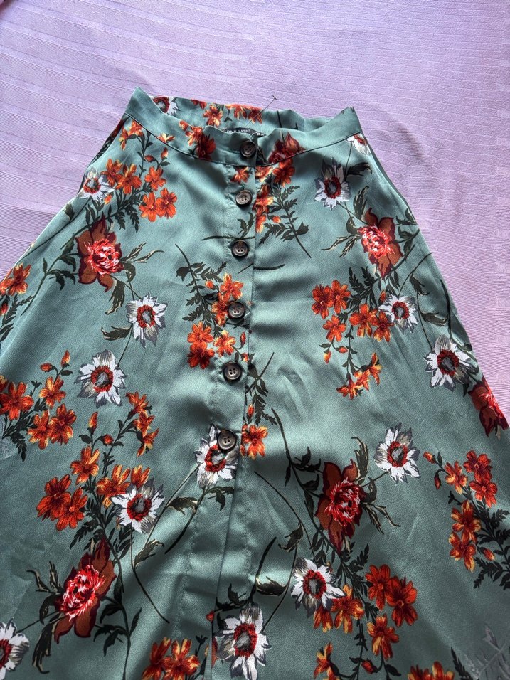 Çiçek Desenli Bohem Düğmeli Uzun Etek - Görsel 2