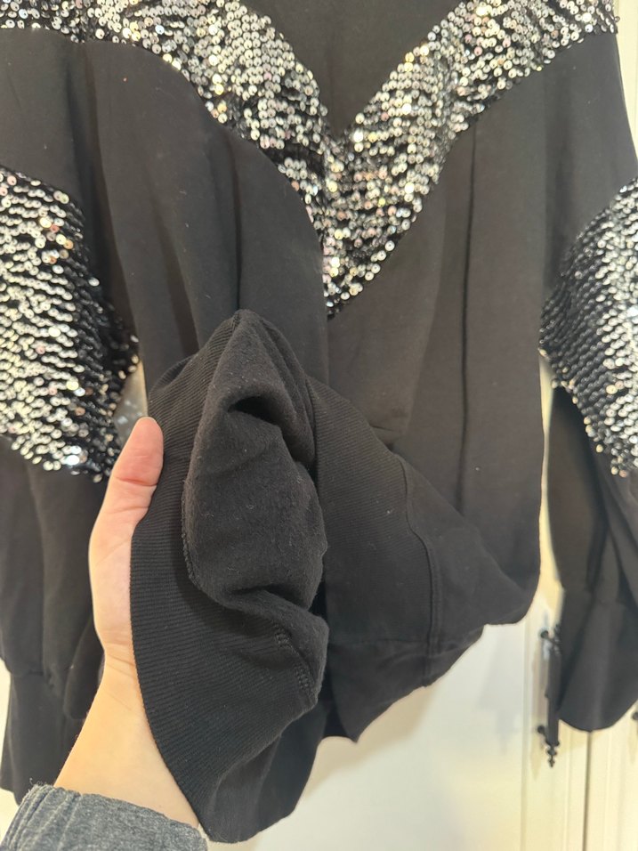 Pul İşlemeli Siyah Kadın Sweatshirt - Görsel 4