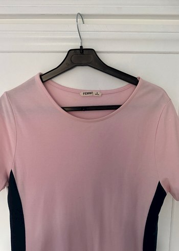 Pembe Midi Kısa Kollu Günlük Elbise - Görsel 2