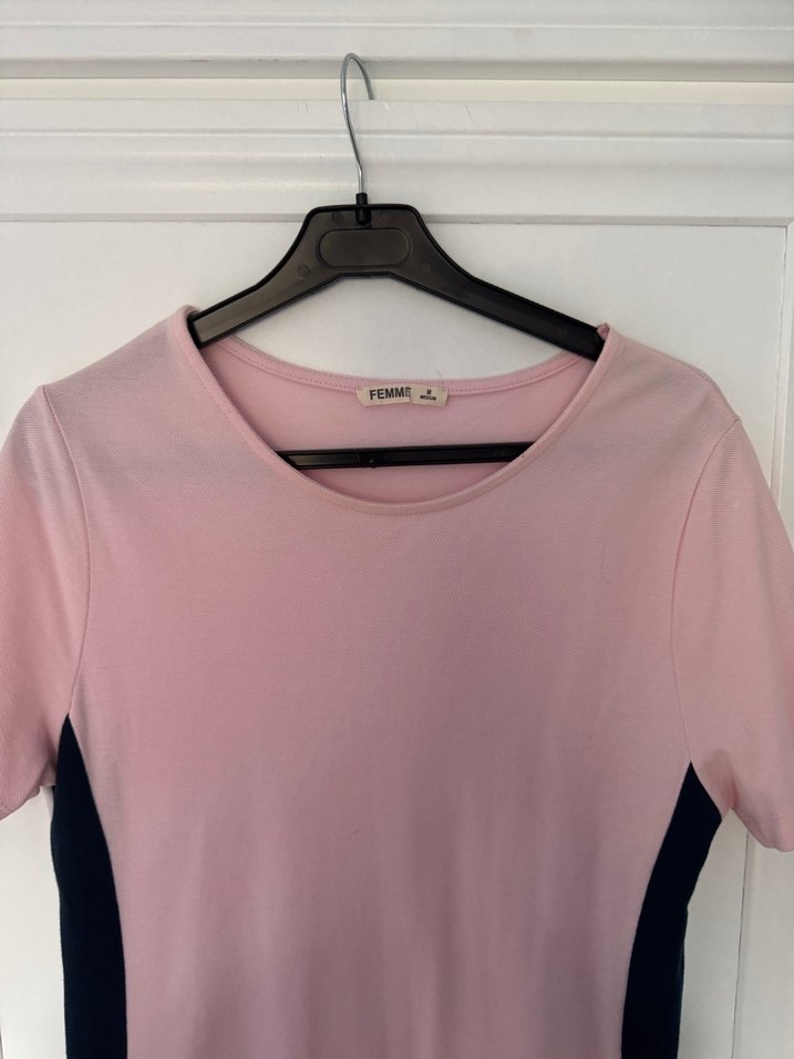 Pembe Midi Kısa Kollu Günlük Elbise - Görsel 2