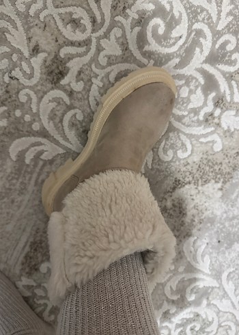 Bej Tüylü Platform Topuklu Kadın Bot - Görsel 8