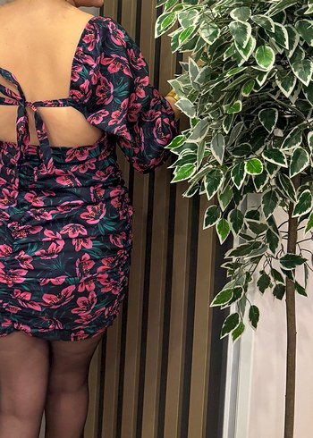 Pembe Drapeli Mini Straplez Elbise - Görsel 3