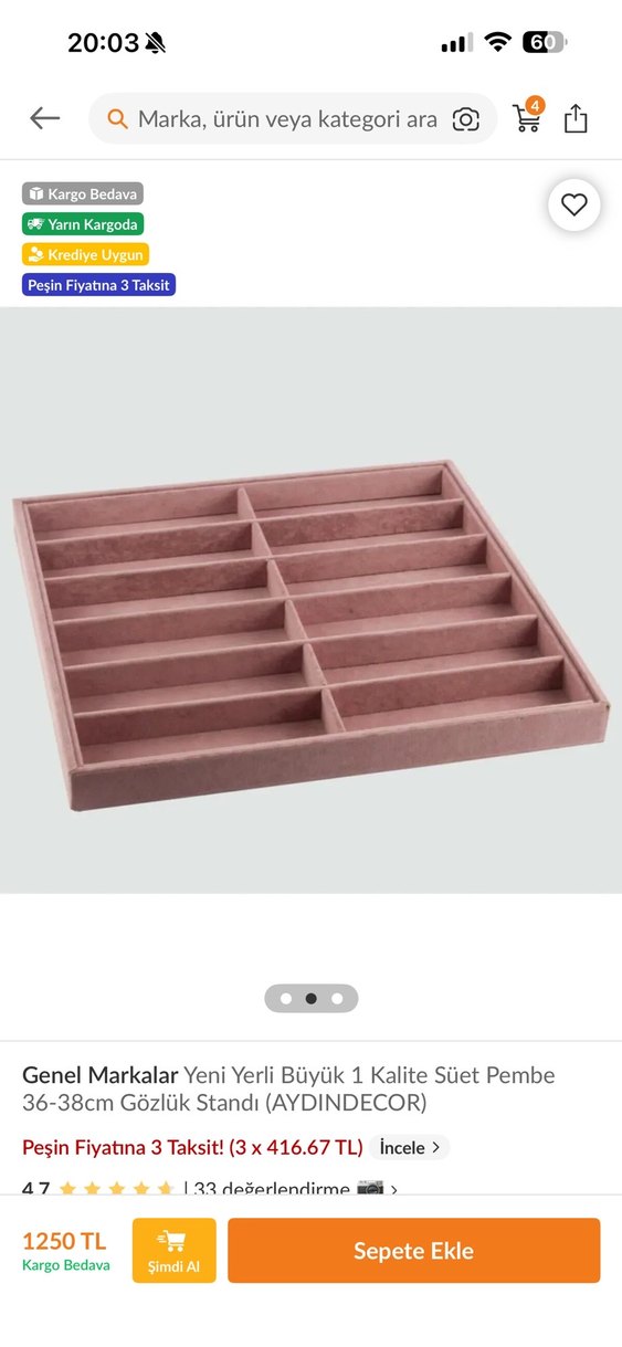 Pembe Süet  Katlı Büyük Gözlük Standı - Görsel 2