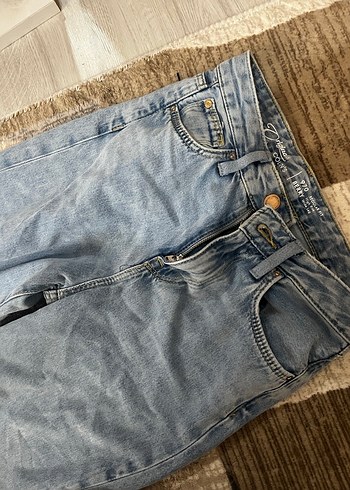 Kadın Mavi Bol Kesim maxi Denim Pantolon - Görsel 2