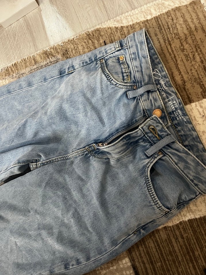 Kadın Mavi Bol Kesim maxi Denim Pantolon - Görsel 2