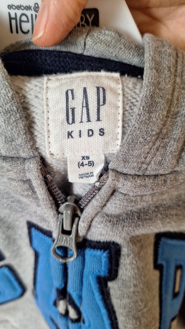 Gri Kapüşonlu GAP Fermuarlı Sweatshirt - Görsel 3