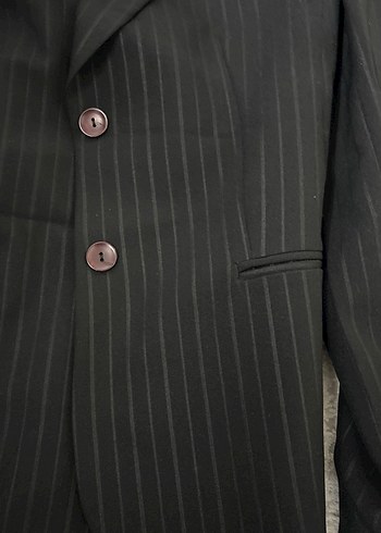 m Beden Düğmeli Siyah Kadın Ofis Takımı