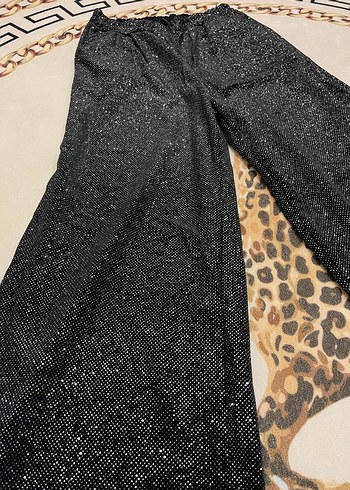 Siyah Parlak Desenli Kadın Kumaş Pantolon - Görsel 3