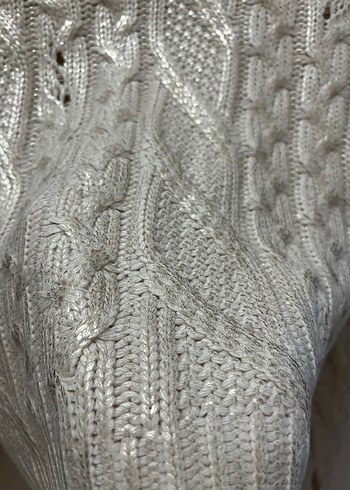 Bej Örgü Kadın Triko Kazak - Görsel 2