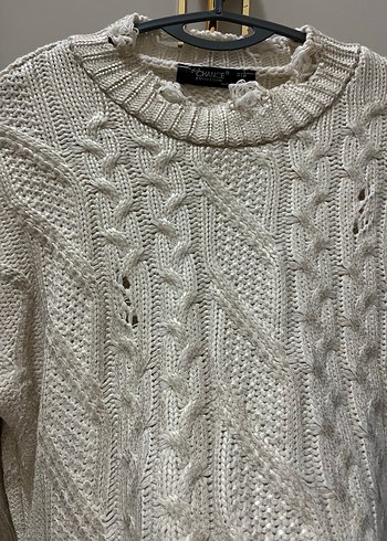 Bej Örgü Kadın Triko Kazak - Görsel 3