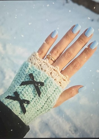 Turkuaz Vintage Eldiven - Görsel 2