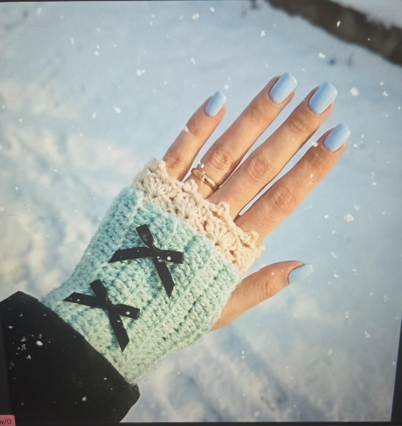 Turkuaz Vintage Eldiven - Görsel 2