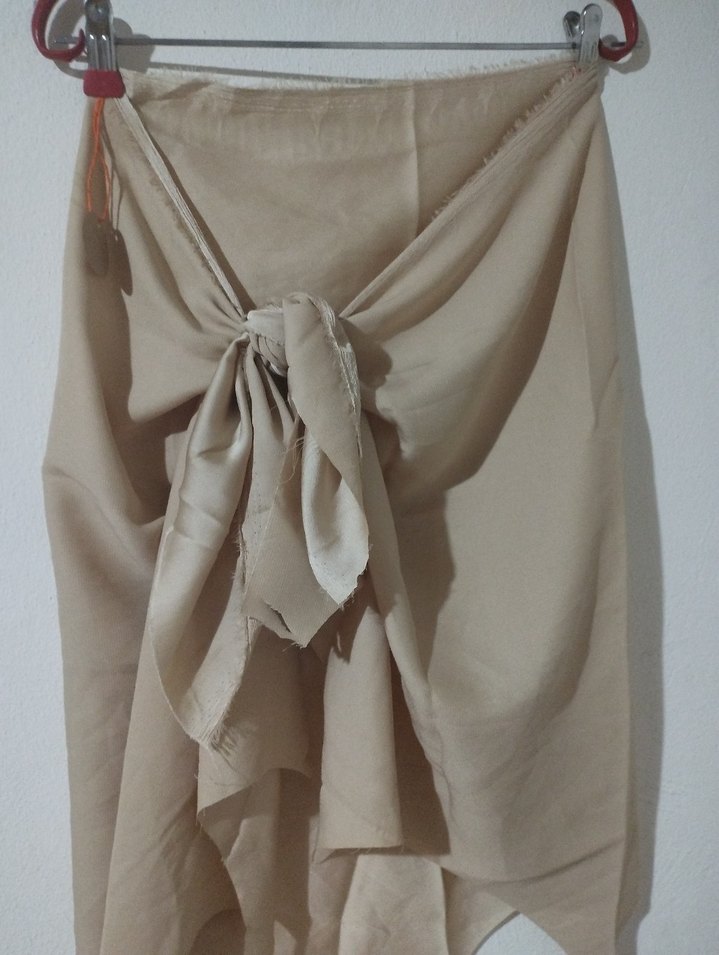 Bej Keten Bohem Uzun pareo - Görsel 3