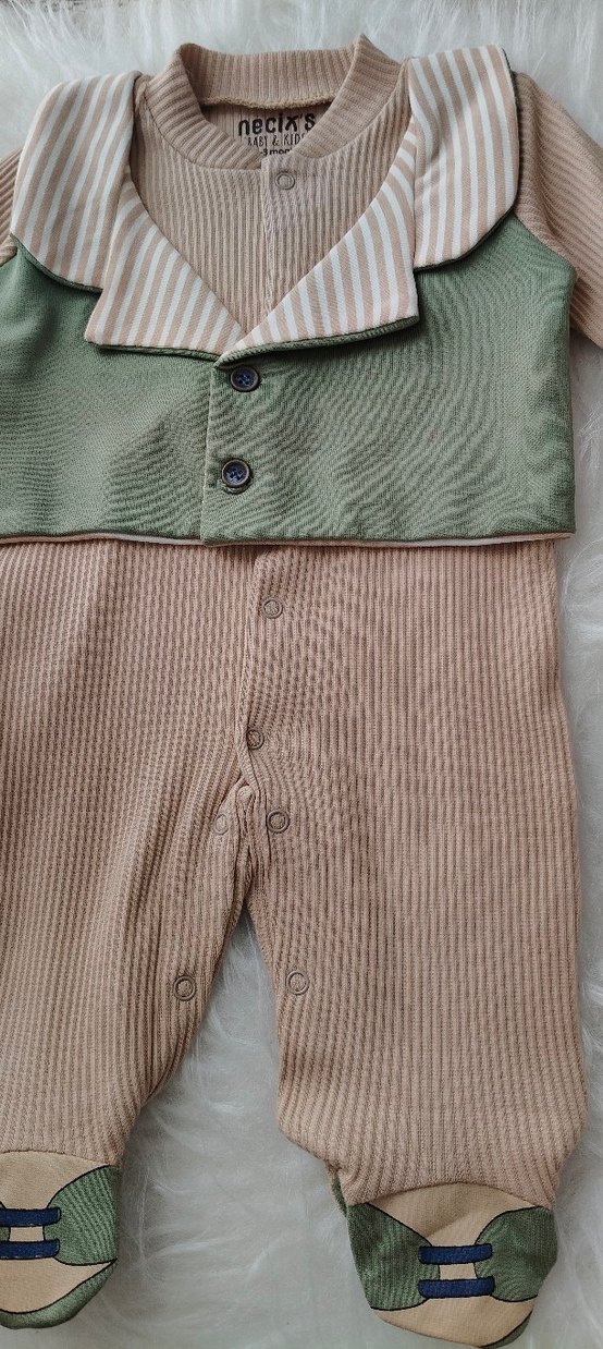 Düğmeli Uzun Kollu Bebek Tulumu - Görsel 3