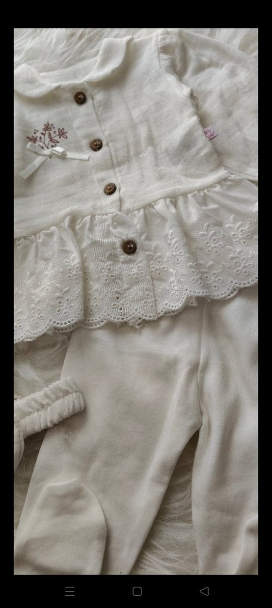 Beyaz Nakışlı Dantelli Bebek Kız hastane çıkışı - Görsel 3