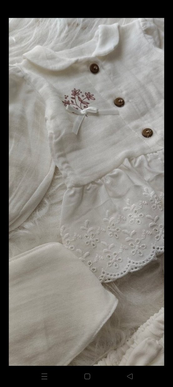 Beyaz Nakışlı Dantelli Bebek Kız hastane çıkışı - Görsel 2