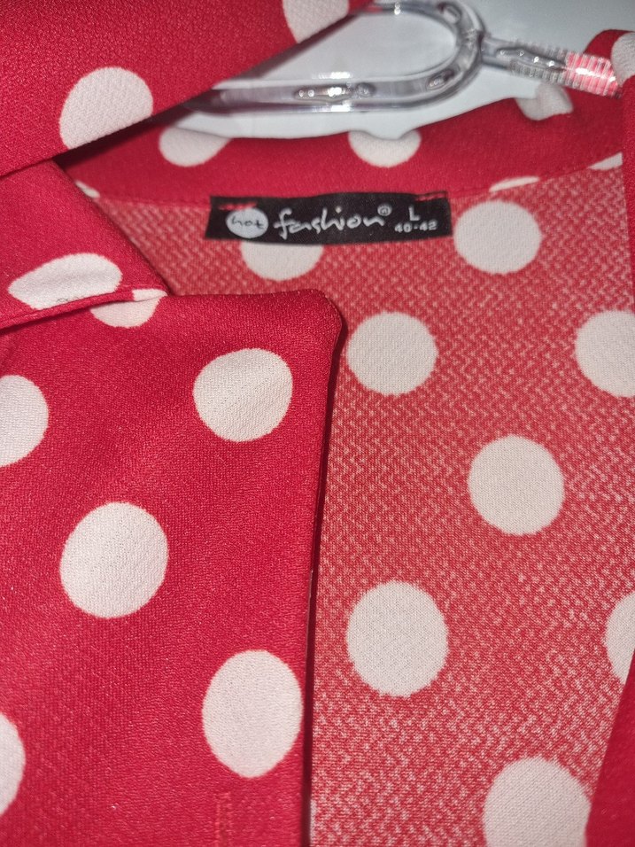 Kırmızı Puantiyeli Midi Elbise - Görsel 4