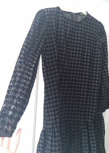 Uzun Kollu Siyah Midi Kadın Elbise - Görsel 2