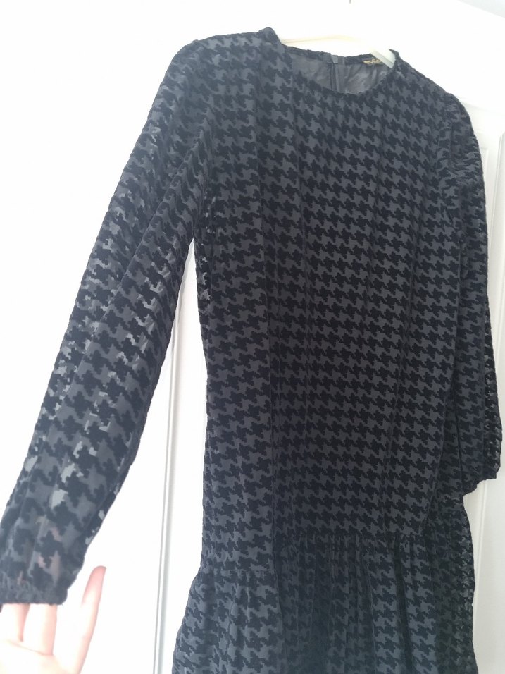 Uzun Kollu Siyah Midi Kadın Elbise - Görsel 2