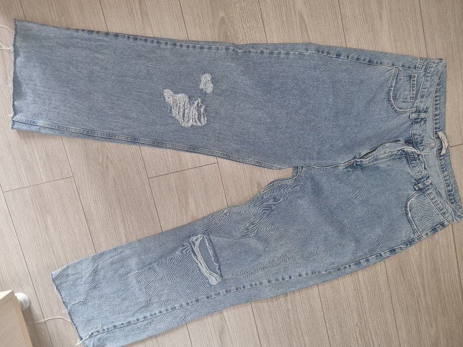 Kadın Gri Mavi Loose Fit Midi Denim Pantolon - Görsel 2