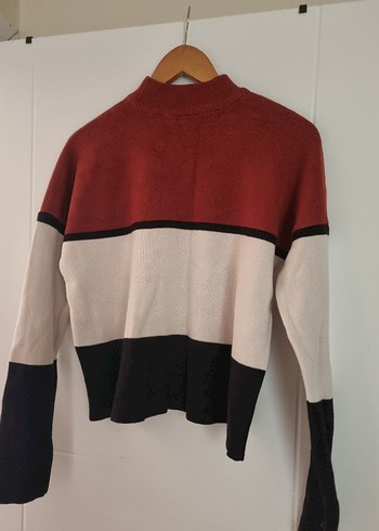 Bordo Renkli Yüksek Yakalı Kadın Kazak - Görsel 2