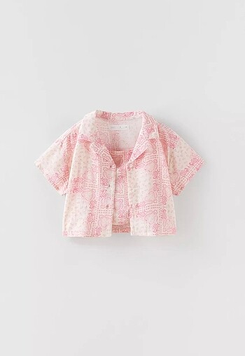 Zara gömlek crop takım