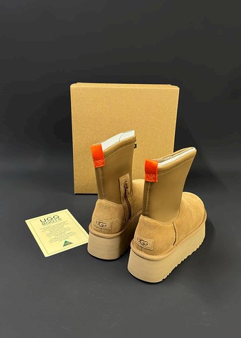 Ugg Bej Süet Platform Topuklu Kadın Bot