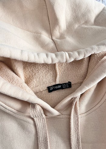 xl Beden Bej Kapüşonlu Oversize Kadın Sweatshirt